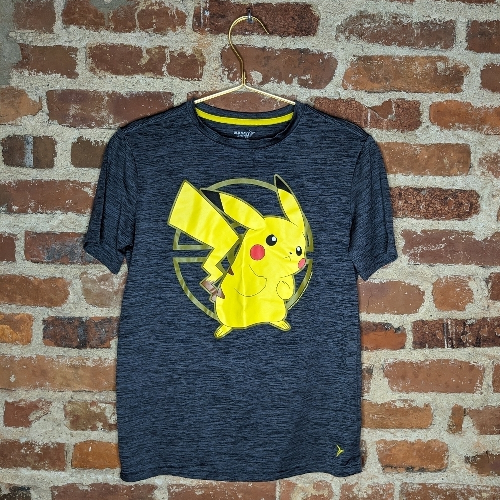 Old Navy Kid's Size‎ XL (14-16) Gray Pikachu Athletic Shirt